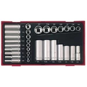 Image of Teng TTAF32 Regular/Deep Socket Set, 32 Piece - 1/4 & 3/8in Drive
