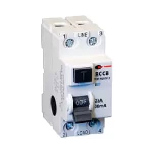 Image of Lewden 25A 30MA 2P 2 Module RCCB - 25/30/2A