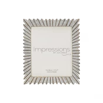 Image of 5" x 7" - IMPRESSIONS Sunburst White & Gold Resin Frame