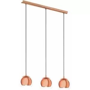 Image of Pendant Ceiling Light Colour Copper Coloured Shade Clear Glass Bulb E27 3x40W