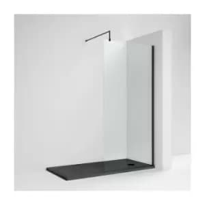 Image of Nuie - Wet Room Screen 1850mm High x 1000mm Wide with Support Bar 8mm Glass - Matt Black