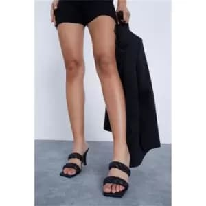 Image of I Saw It First Black Plaited Double Strap Heeled Mule - Black