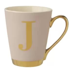 Image of Bone China Grey/Gold J Alphabet Mug