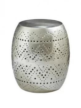Image of Premier Housewares Crest Cutwork Drum Stool/ Table- Nickel
