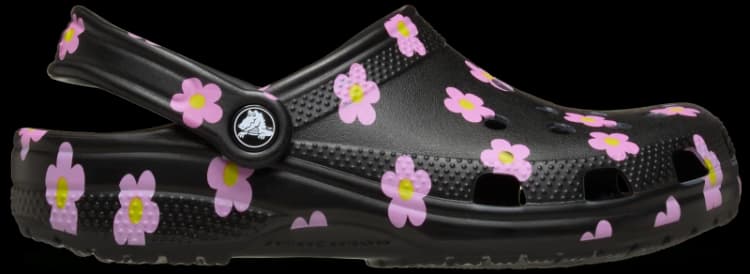 Image of Crocs Kids Classic Flower Clogs Black J4
