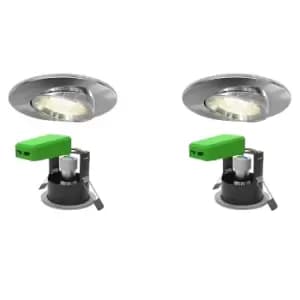 Image of 4lite WiZ Connected Smart LED Fire Rated Downlight IP20 GU10 Adjustable Chrome WiFi/BLE Twin Pack, Chrome