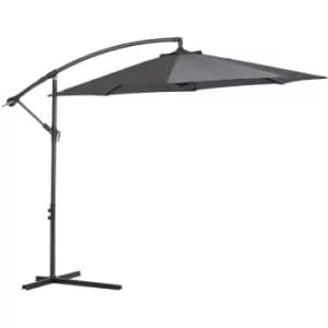 Image of 3m Cantilever Banana Parasol Umbrella Garden Patio Hanging Sun Shade Grey - Outsunny