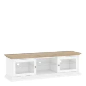 Image of Paris TV Unit Wide 2 Doors 1 Shelf In White And Oak Effect