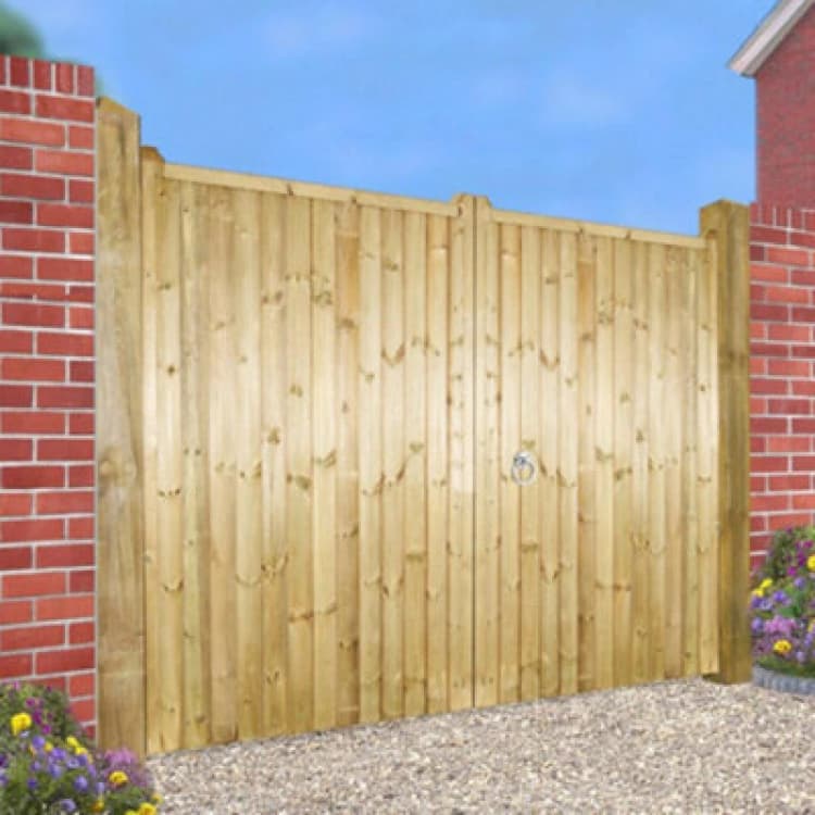 Image of Burbage Iron Craft Drayto Wooden Driveway Garden Gates 2400mm Wide X 1800mm High Dr61