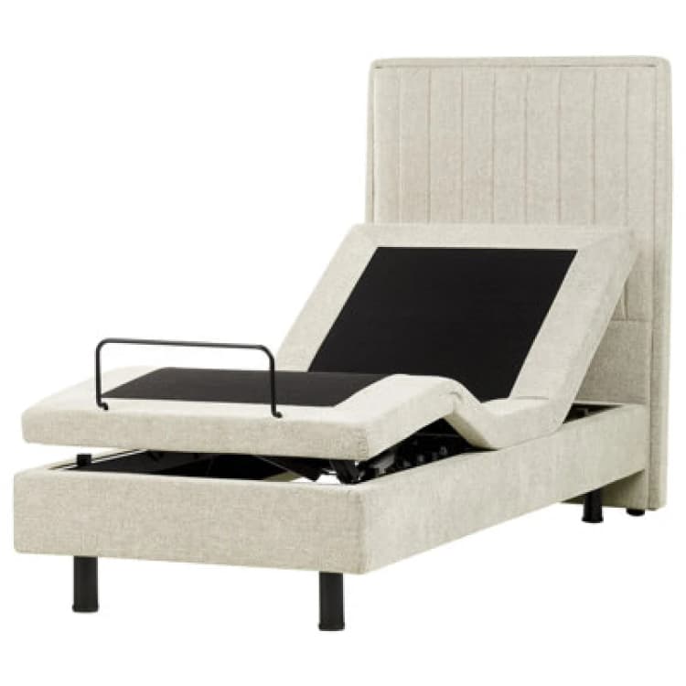 Image of Beliani Adjustable Bed Fabric Castellan 80 X 200 Cm (Eu Small Single) Beige