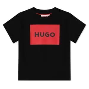 Image of HUGO Boys Logo Square T Shirt - Black