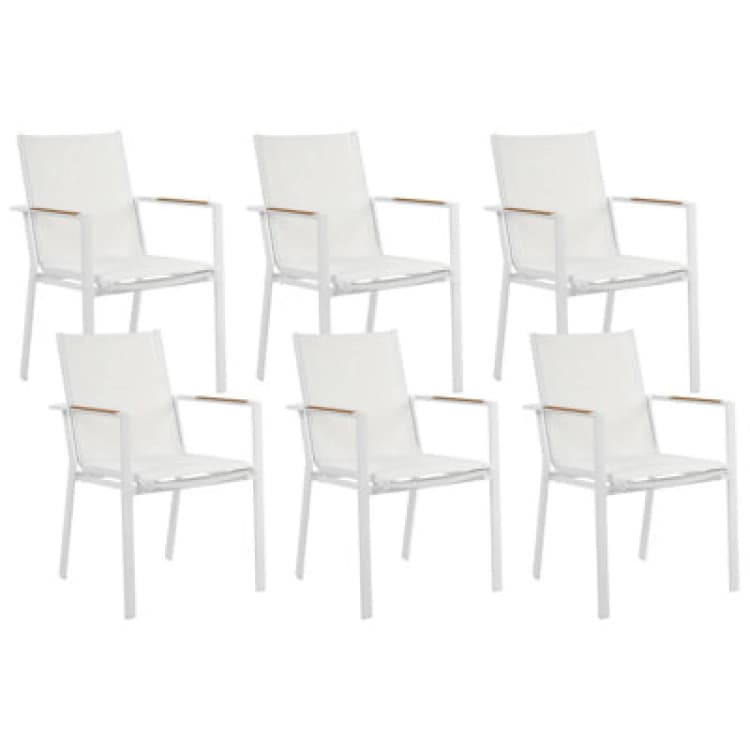 Image of Beliani Set Of 6 Garden Chairs Busseto Metal White