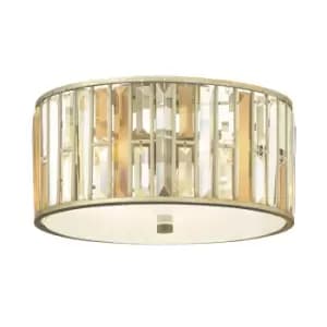 Image of 3 Bulb Flush Light Light Low Ceiling Silver Leaf LED E27 60W Bulb