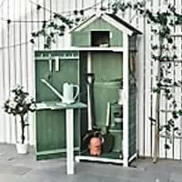 Image of OutSunny Garden Storage Workstation Shed Green