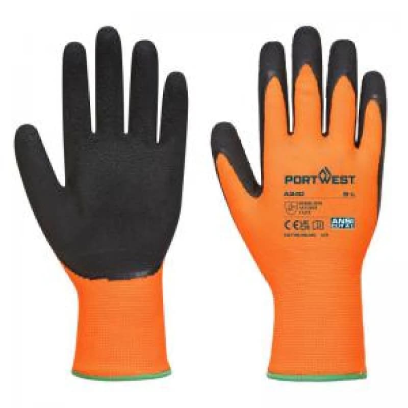 Image of Portwest Latex Foam Hi Vis Grip Gloves A340ORBXXL Colour: Orange / Black