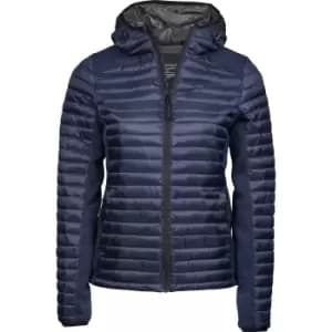 Image of Tee Jays Womens/Ladies Crossover Hooded Padded Outdoor Jacket (M) (Navy/Navy Melange)