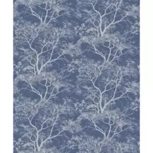 Image of Holden Decor Whispering Trees Dark Blue Wallpaper