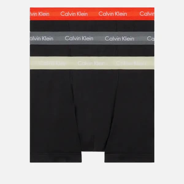 Image of Calvin Klein Stretch 3 Pack Cotton-Blend Trunks - L Black Underwear and Nightwear male 0000U2662GMWR L