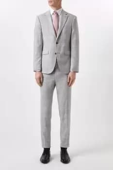 Image of Mens Slim Fit Grey Textured Check Suit Jacket