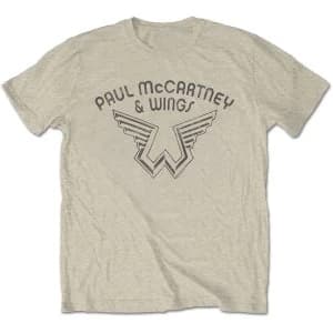Image of Paul McCartney - Wings Logo Mens Large T-Shirt - Natural