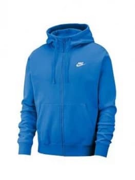 Image of Nike Club Full Zip Hoodie - Blue Size 2XL, Men