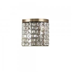 Image of Wall Lamp 2 Light Antique Brass, Crystal