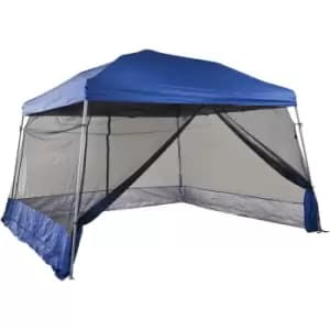 Image of Outsunny - 3.6x3.6x2.6m Folding Pop-up Garden Gazebo W/Mosquito Netting Blue