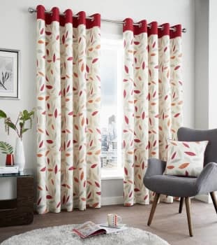 Image of Fusion Beechwood Lined Curtains - 168x183cm - Red.