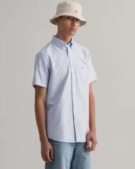 Image of GANT Men Regular Fit Short Sleeve Oxford Shirt (XXL) Blue