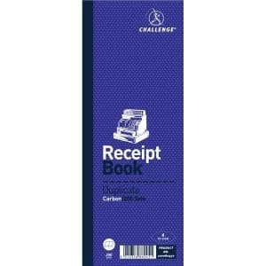Image of Challenge Taped Duplicate Book Gummed Sheets with Carbon Receipt 4 to View 200 Sets 241x92mm Pack of 10