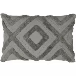 Image of Furn Orson Geometric Tufted 100% Cotton Cushion Cover, Grey, 30 x 50 Cm