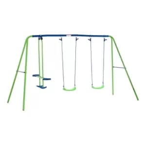 Image of Outsunny 2 Swings and Glider Height Adjustable Outdoor Play Set, none