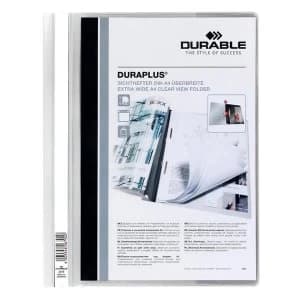 Image of Durable DURAPLUS A4 Quotation PVC Folder with Clear Title Pocket White Pack of 25 Folders