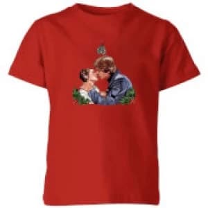 Image of Star Wars Mistletoe Kiss Kids Christmas T-Shirt - Red - 7-8 Years