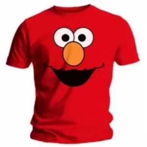Image of Sesame Street Elmos Face Mens Red T Shirt: X Large