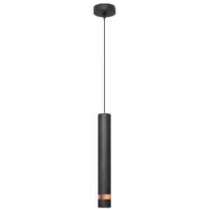 Image of Helam Lighting - Helam Tuba Slim Pendant Ceiling Light Black, Rose Gold 10cm
