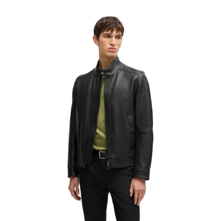 Image of Boss Mens H Mansell3 Leather Jacket Black male 36 (46)