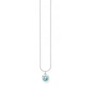 Image of Silver Enamel Globe Necklace 45cm KE2061-007-1-L45v