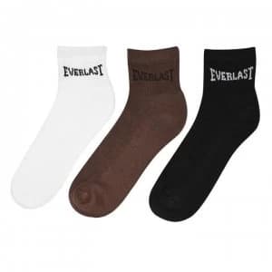 Image of Everlast Quarter Socks 3 Pack Mens - Blk/Gry/Whi