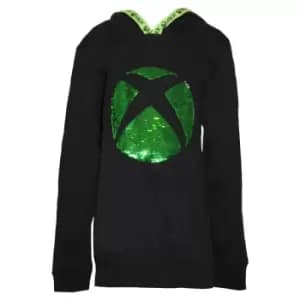 Image of Xbox Childrens/Kids Logo Sequin Flip Hoodie (9-10 Years) (Black)