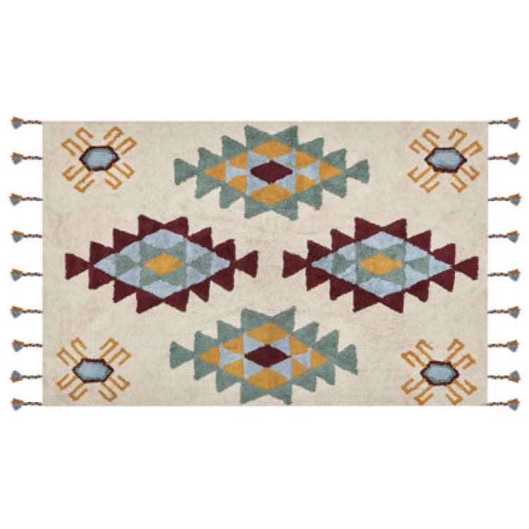 Image of Beliani Rug Duzce Beige 140 X 200 Cm Cotton