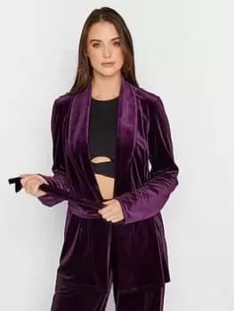 Image of Long Tall Sally Velour Jacket - Purple, Purple, Size 10, Women