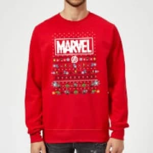 Image of Marvel Avengers Pixel Art Christmas Sweatshirt - Red - L