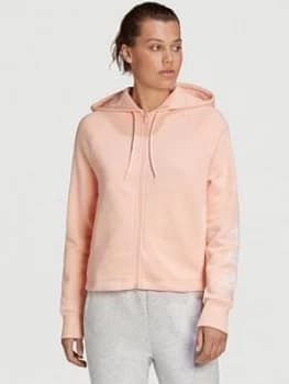 Image of adidas Stacked Full Zip Hoodie, Coral, Size L, Women