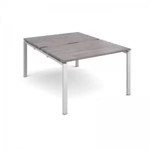 Image of Adapt back to back desks 1200mm x 1600mm - silver frame and grey oak