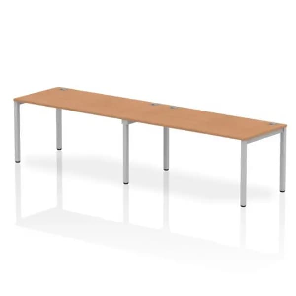 Image of Impulse Bench Single Row 2 Person 1600 Silver Frame Office Bench Desk Oak