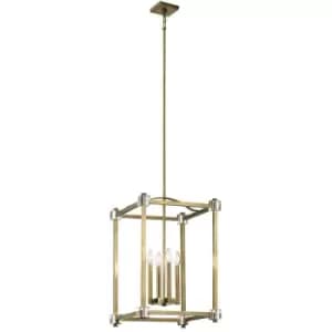 Image of 4 Bulb Ceiling Pendant Light Fitting Natural Brass LED E14 60W Bulb