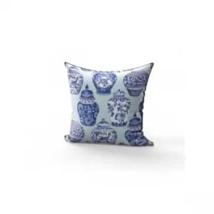 Image of YST0286 Dark Blue Blue White Cushion