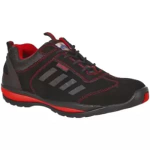 Image of Portwest Mens Steelite Lusum S1P HRO Suede Safety Shoes (7 UK) (Black/Red)