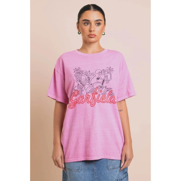 Image of Daisy Street Garfield T-Shirt - Pink Pink 8